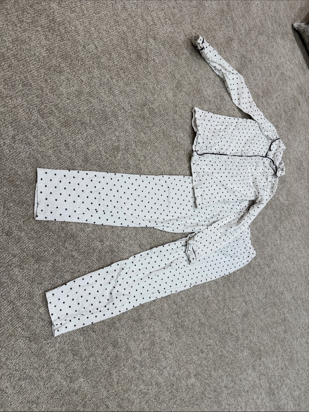 Mango Kids White Pajama Set with Black Star Pattern